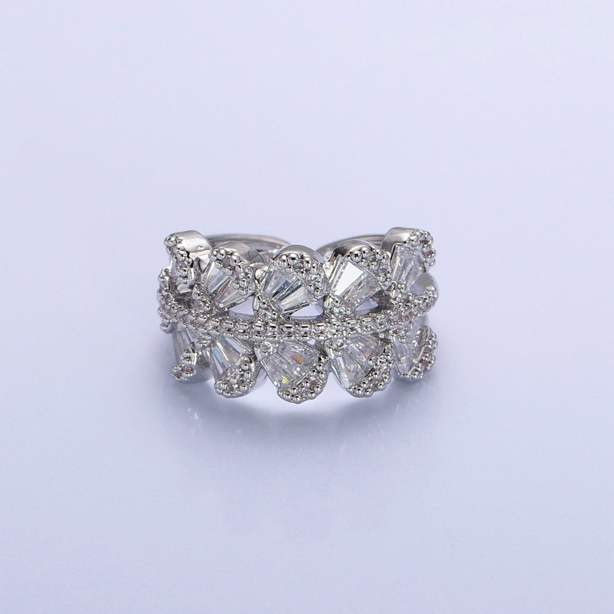 Chunky Baguette CZ Leaf Ring in Gold Filled for Stackable Jewelry Ring O-1551 O-1552