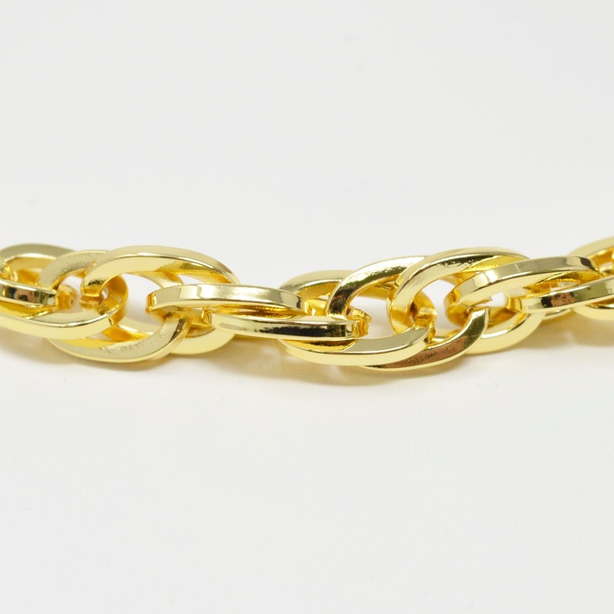 Chunky Bold Cable Chain 24K Gold Filled by Yard Statement Oval Link Chain, Yellow Gold Thick Rope for Handmade Jewelry | ROLL-453 Clearance Pricing - DLUXCA