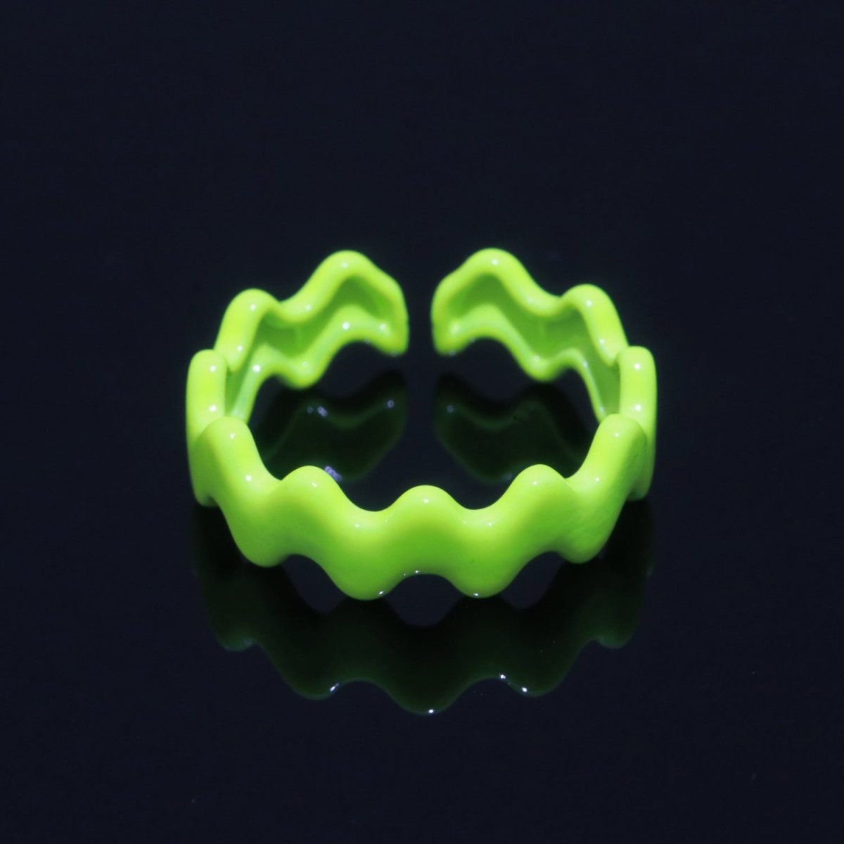 Chunky Brass Enamel Ring The Wave Open Adjustable Ring for Stackable Y2K Ring