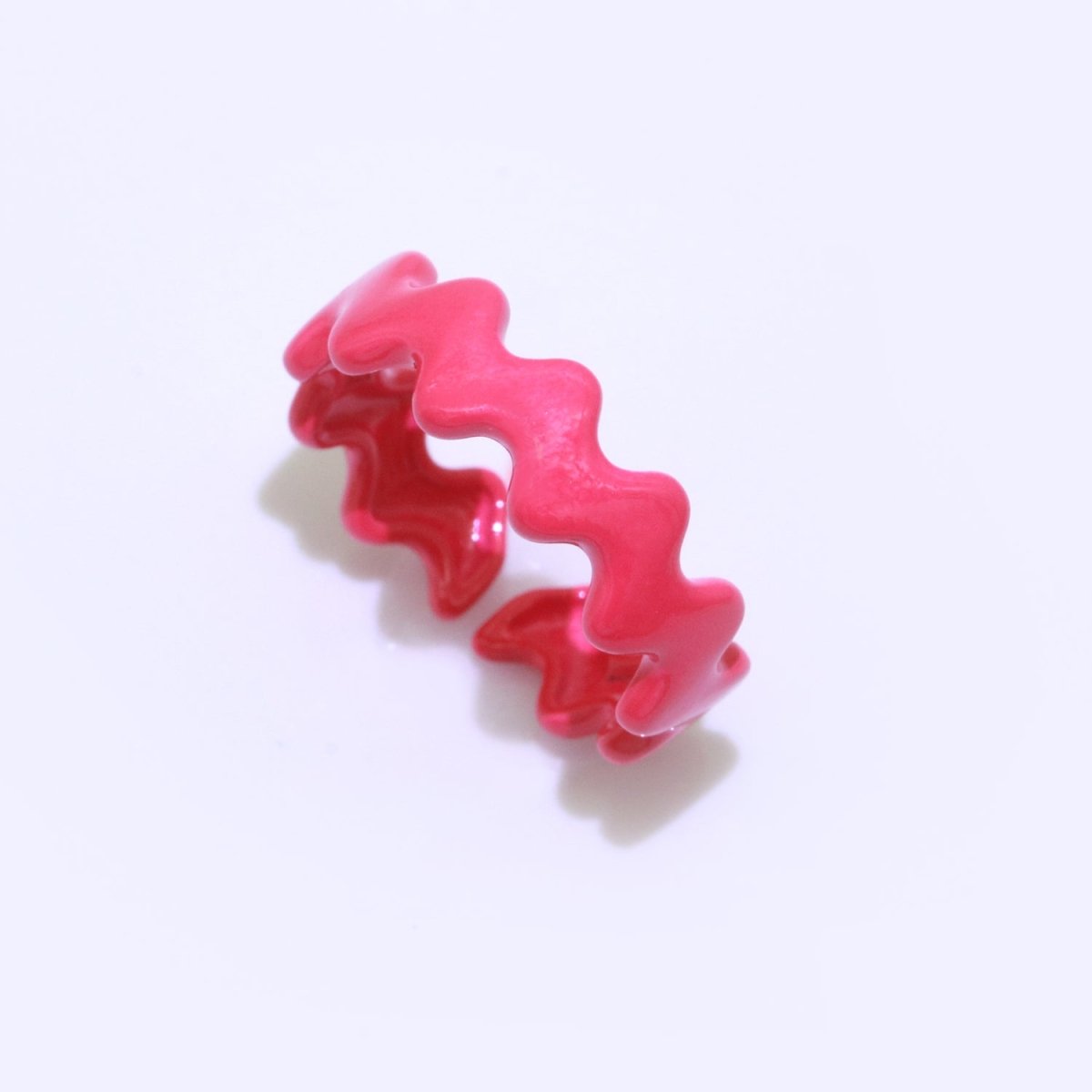 Chunky Brass Enamel Ring The Wave Open Adjustable Ring for Stackable Y2K Ring