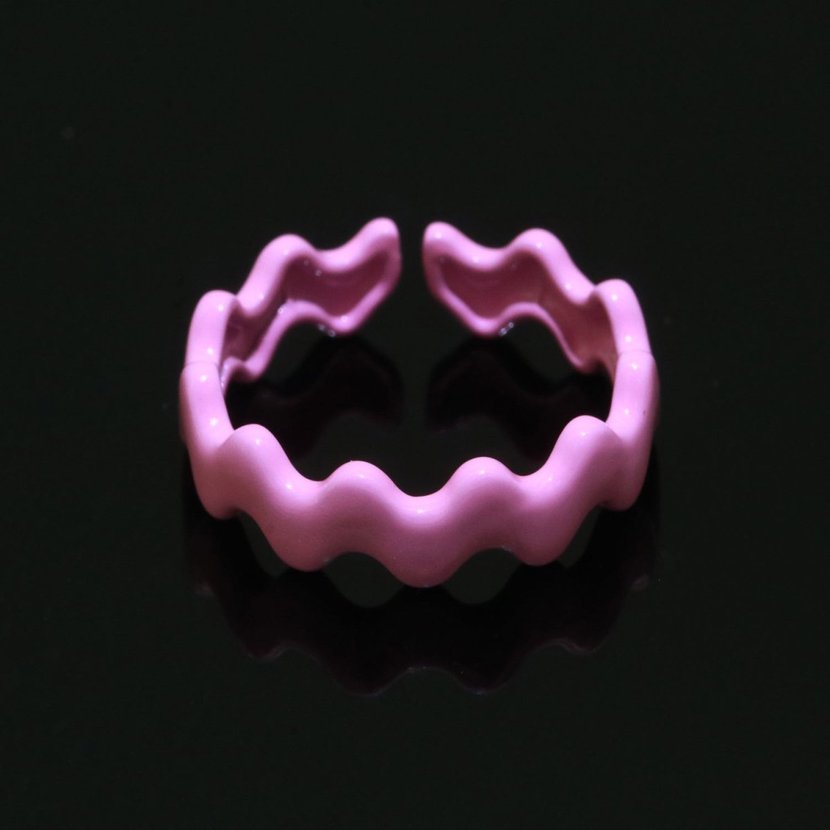 Chunky Brass Enamel Ring The Wave Open Adjustable Ring for Stackable Y2K Ring