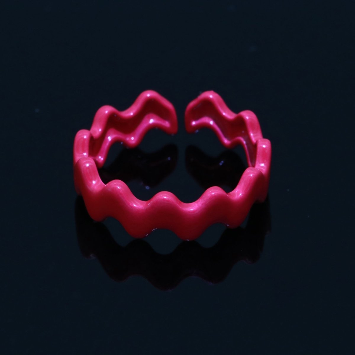 Chunky Brass Enamel Ring The Wave Open Adjustable Ring for Stackable Y2K Ring