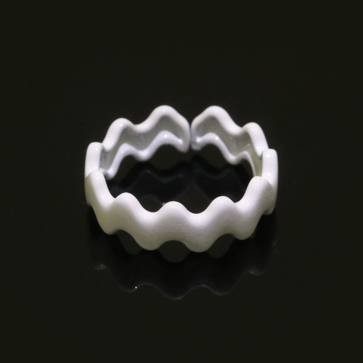 Chunky Brass Enamel Ring The Wave Open Adjustable Ring for Stackable Y2K Ring