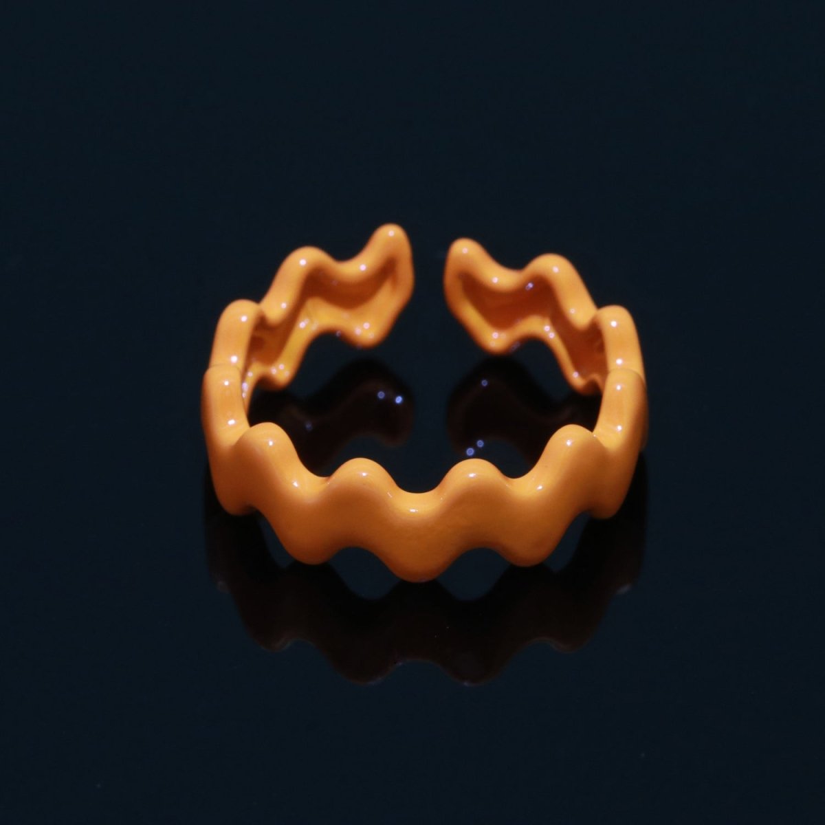 Chunky Brass Enamel Ring The Wave Open Adjustable Ring for Stackable Y2K Ring