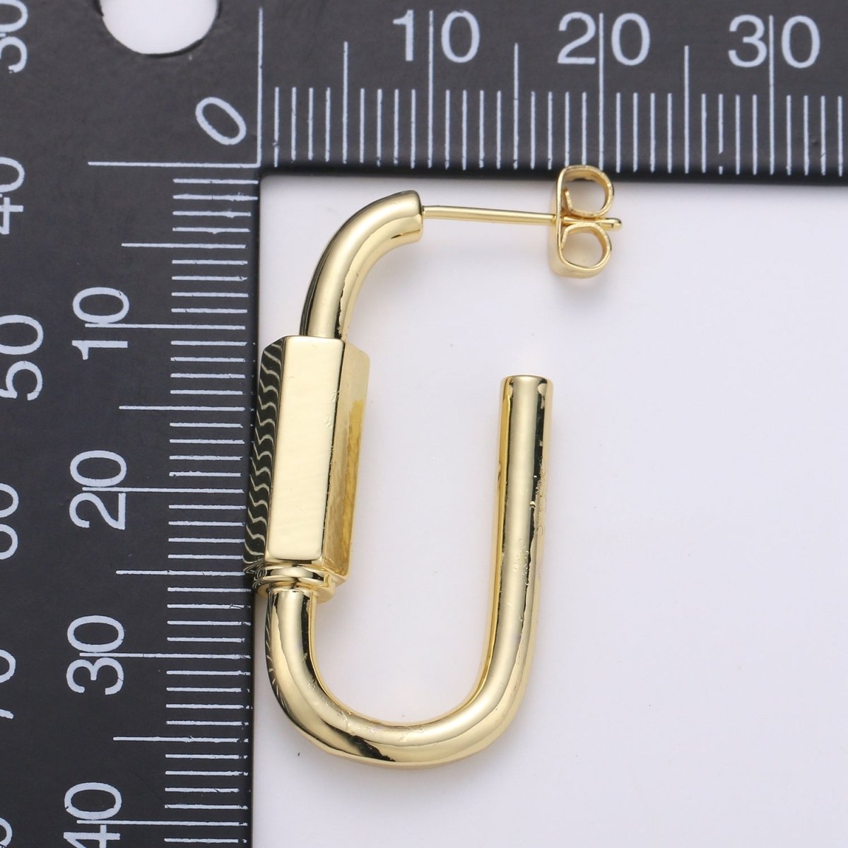Chunky Carabiner Earrings, Thick Hoop Earrings, 14K Gold Filled Brass, Trend bold earrings, Bold gold earrings, Statement Q-279 - DLUXCA