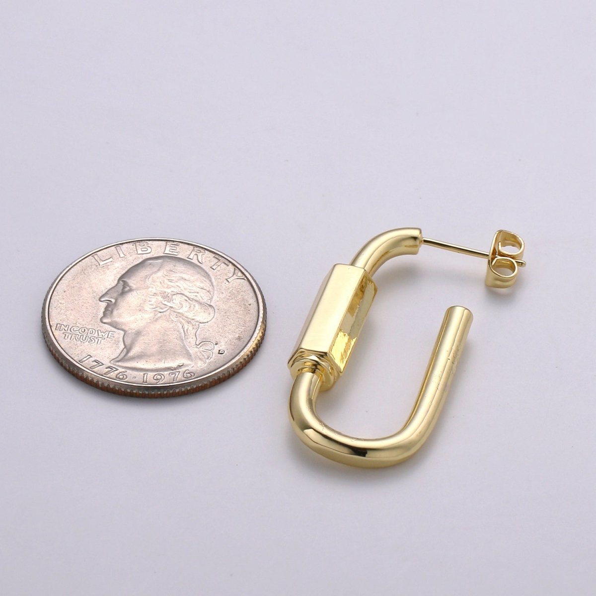 Chunky Carabiner Earrings, Thick Hoop Earrings, 14K Gold Filled Brass, Trend bold earrings, Bold gold earrings, Statement Q-279 - DLUXCA