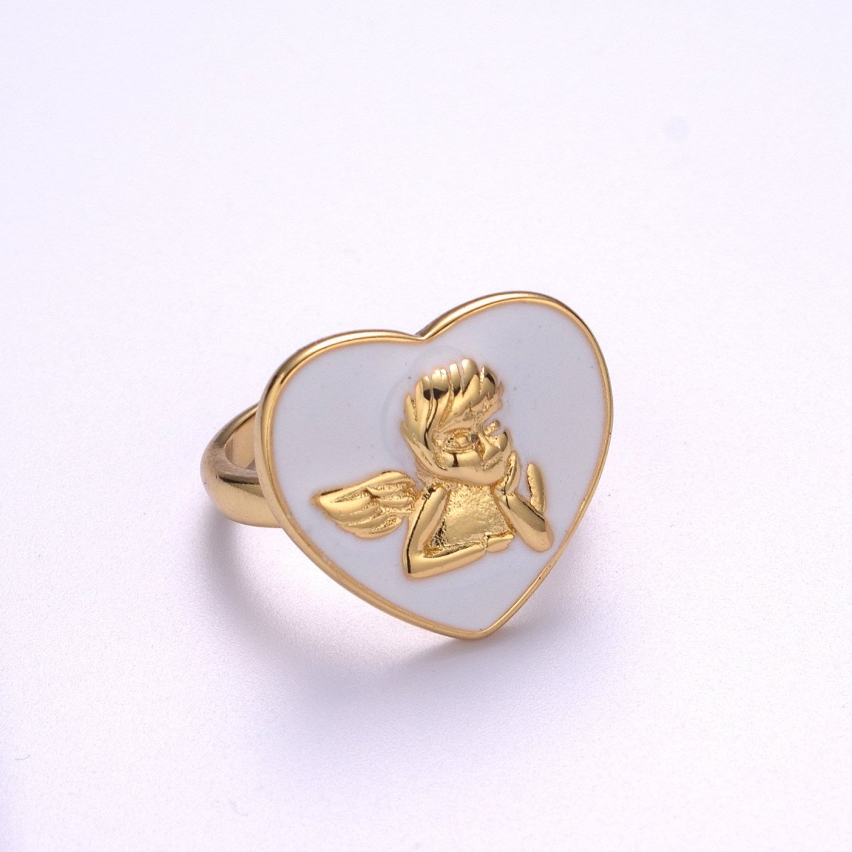 Chunky Cherub Angel Ring Statement Ring Gold Open Adjustable Ring Enamel Jewelry Valentine Gift S-225 ~ S-228