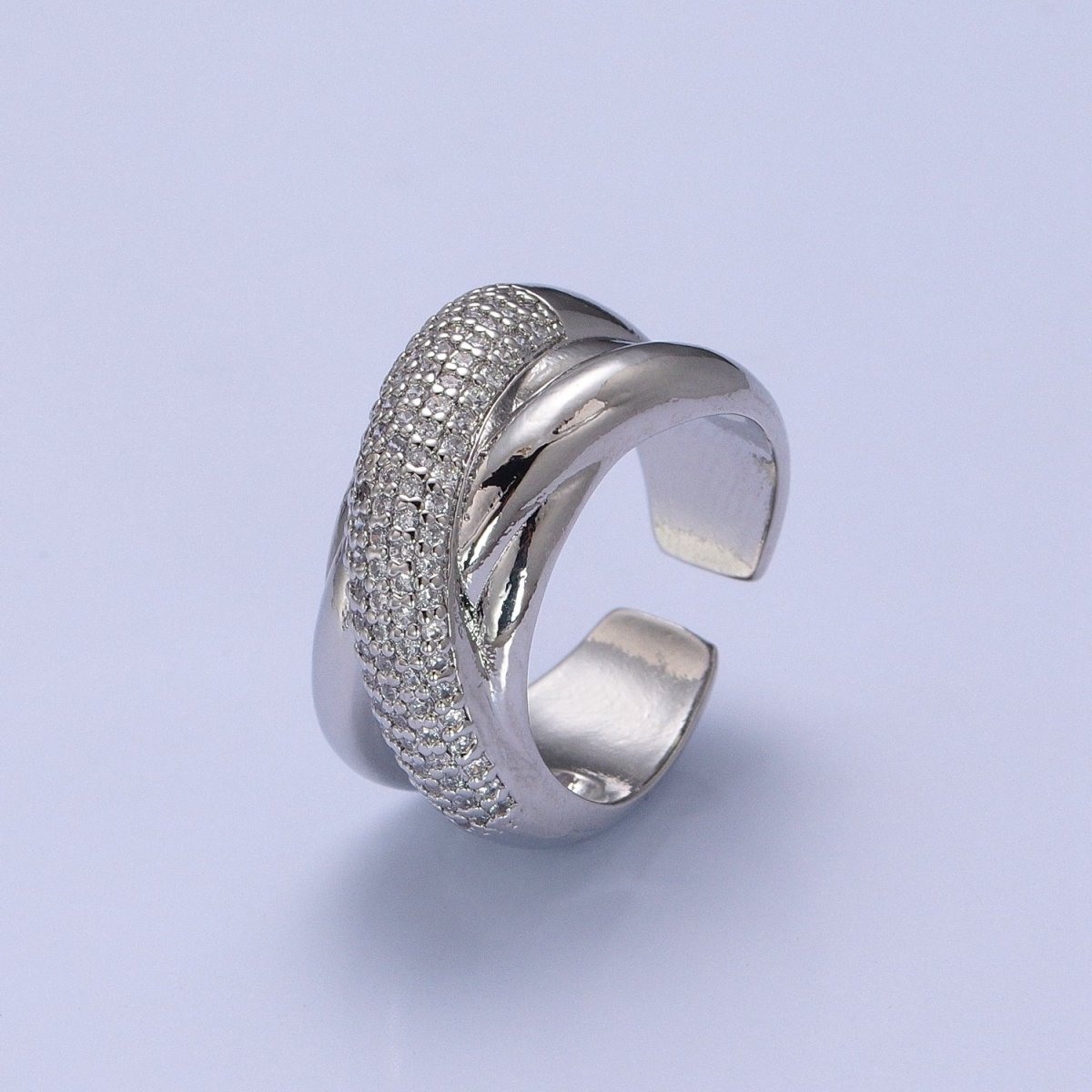 Chunky Criss Cross CZ Ring in 24k Gold Filled For Statement Jewelry O-2116 O-2117