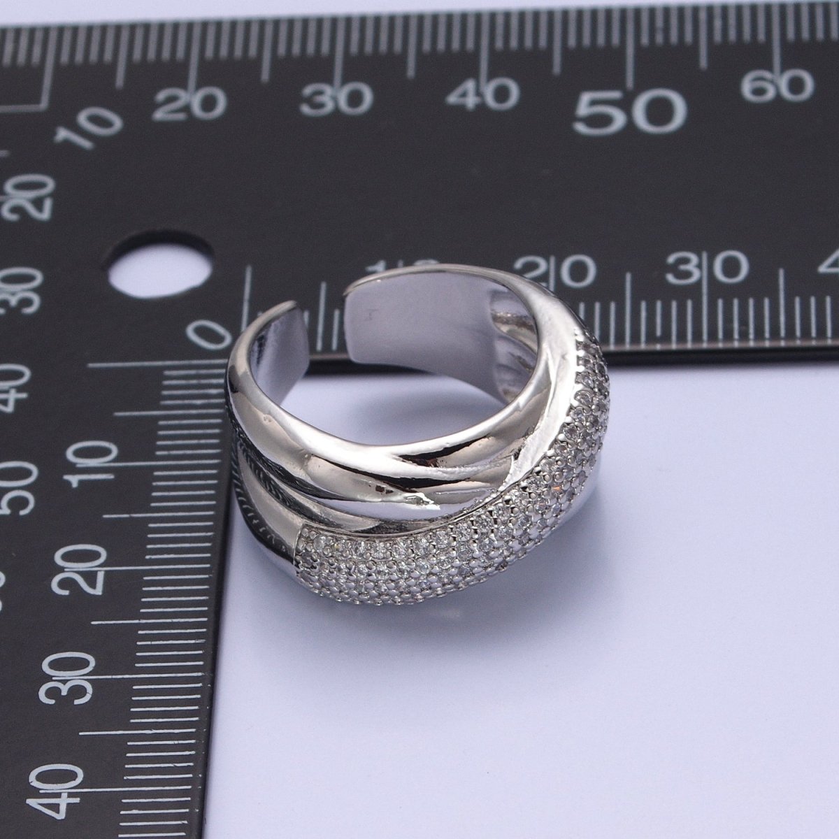 Chunky Criss Cross CZ Ring in 24k Gold Filled For Statement Jewelry O-2116 O-2117