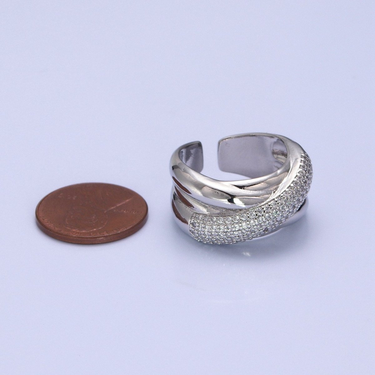 Chunky Criss Cross CZ Ring in 24k Gold Filled For Statement Jewelry O-2116 O-2117