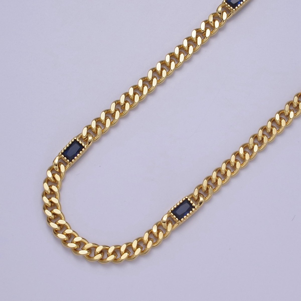 Chunky curb chain with Clear CZ Stone for Necklace Bracelet Statement Jewelry | WA-1377 WA-1405 Clearance Pricing