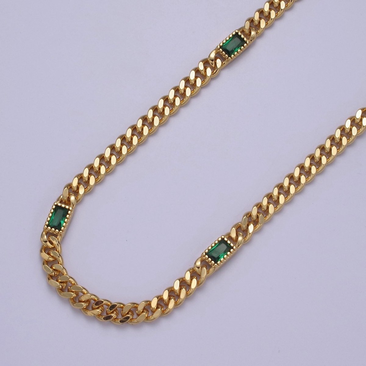 Chunky curb chain with Clear CZ Stone for Necklace Bracelet Statement Jewelry | WA-1377 WA-1405 Clearance Pricing