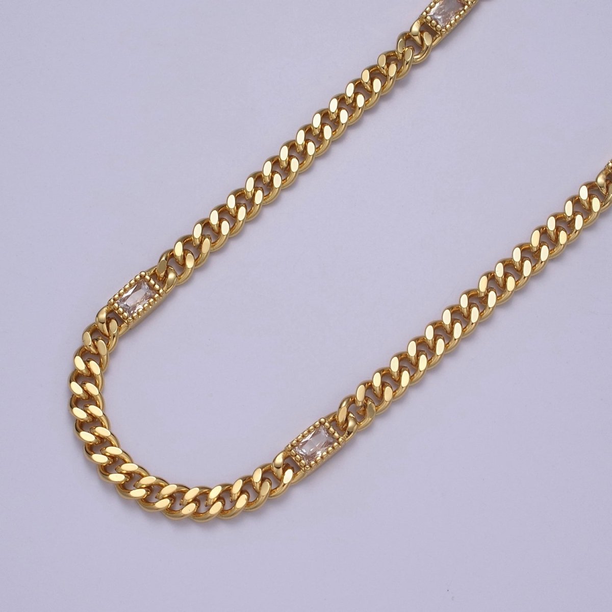 Chunky curb chain with Clear CZ Stone for Necklace Bracelet Statement Jewelry | WA-1377 WA-1405 Clearance Pricing