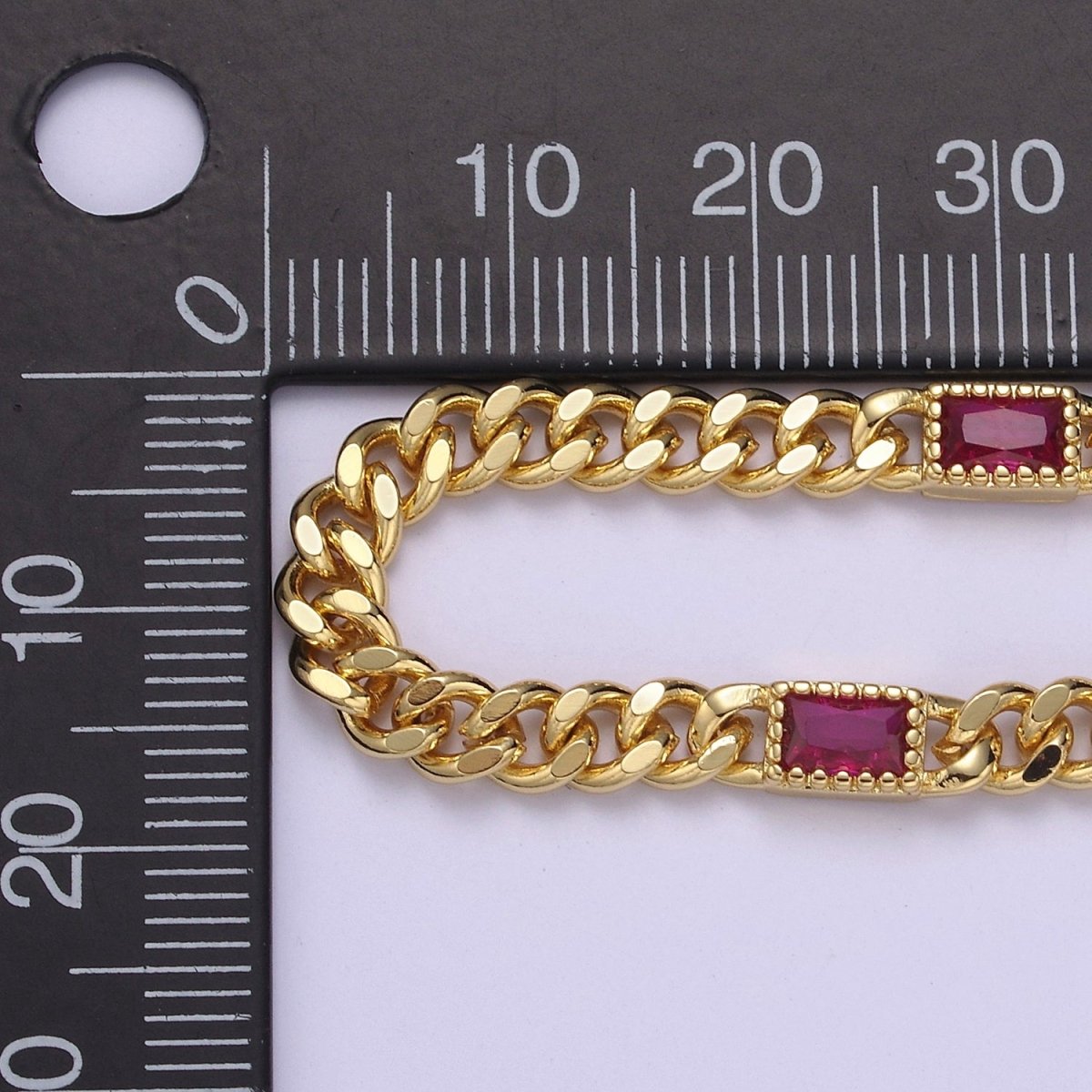 Chunky curb chain with Clear CZ Stone for Necklace Bracelet Statement Jewelry | WA-1377 WA-1405 Clearance Pricing