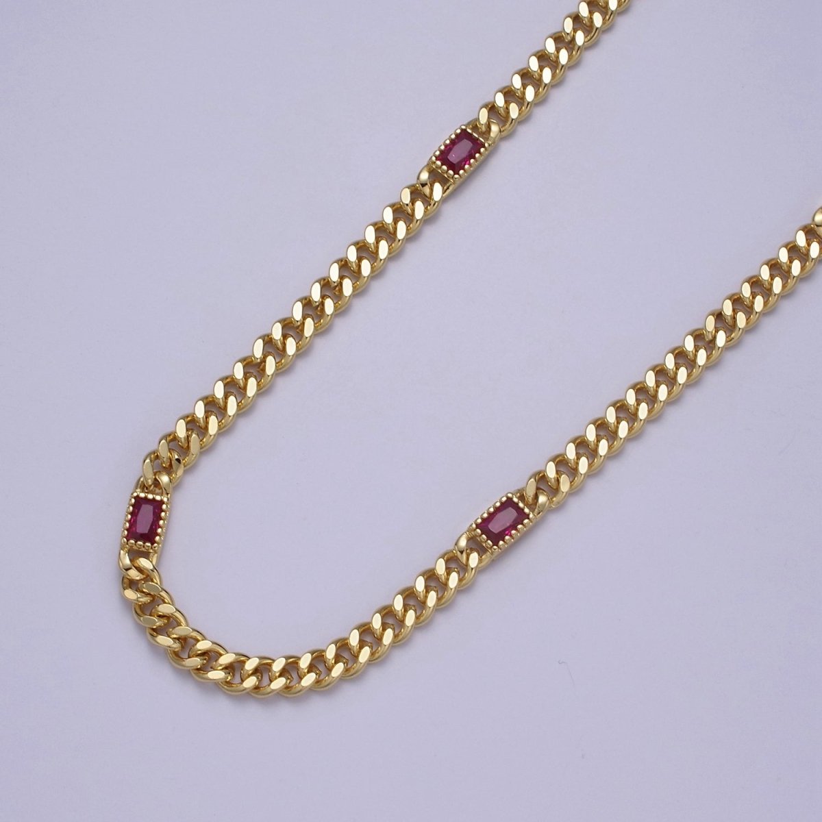 Chunky curb chain with Clear CZ Stone for Necklace Bracelet Statement Jewelry | WA-1377 WA-1405 Clearance Pricing