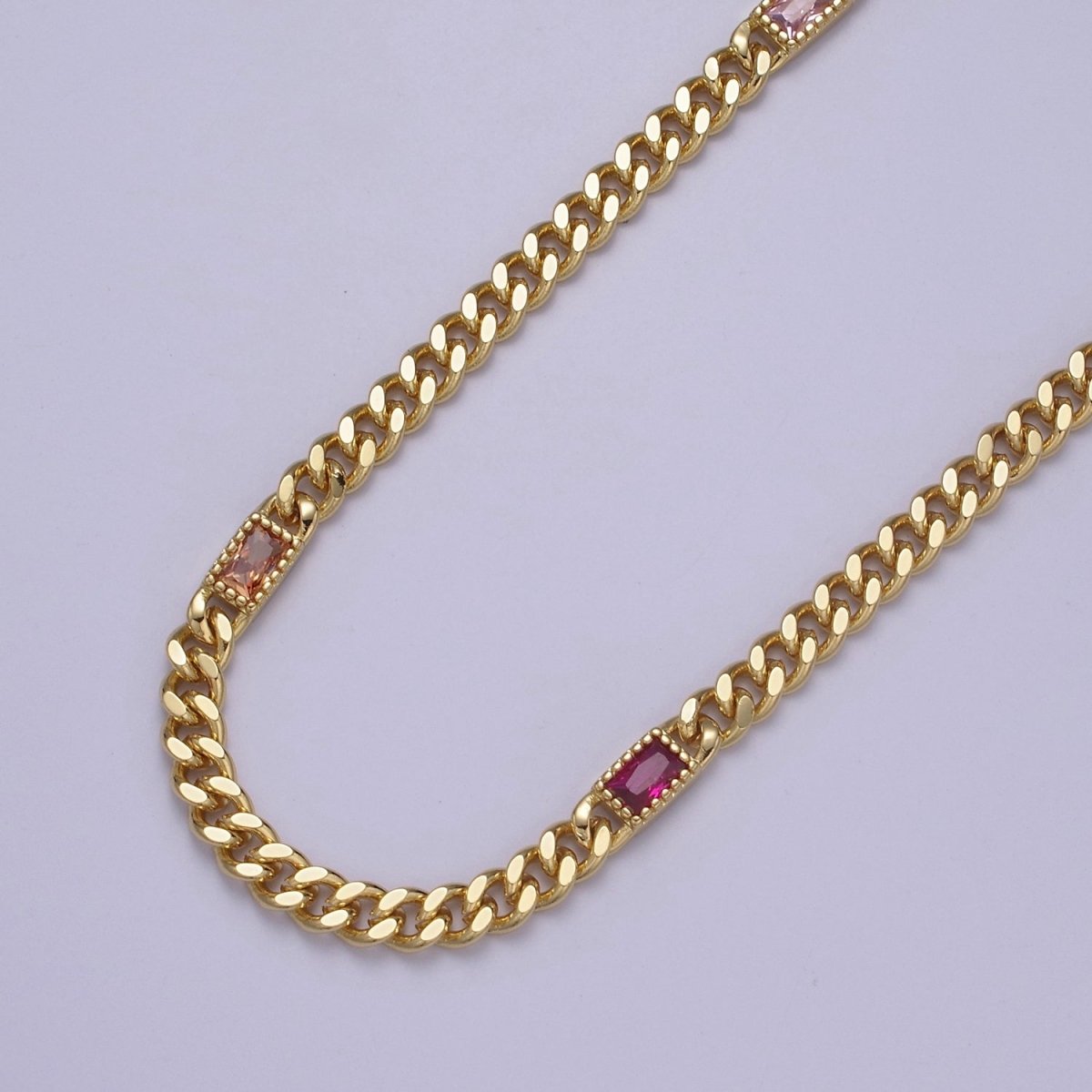 Chunky curb chain with Clear CZ Stone for Necklace Bracelet Statement Jewelry | WA-1377 WA-1405 Clearance Pricing