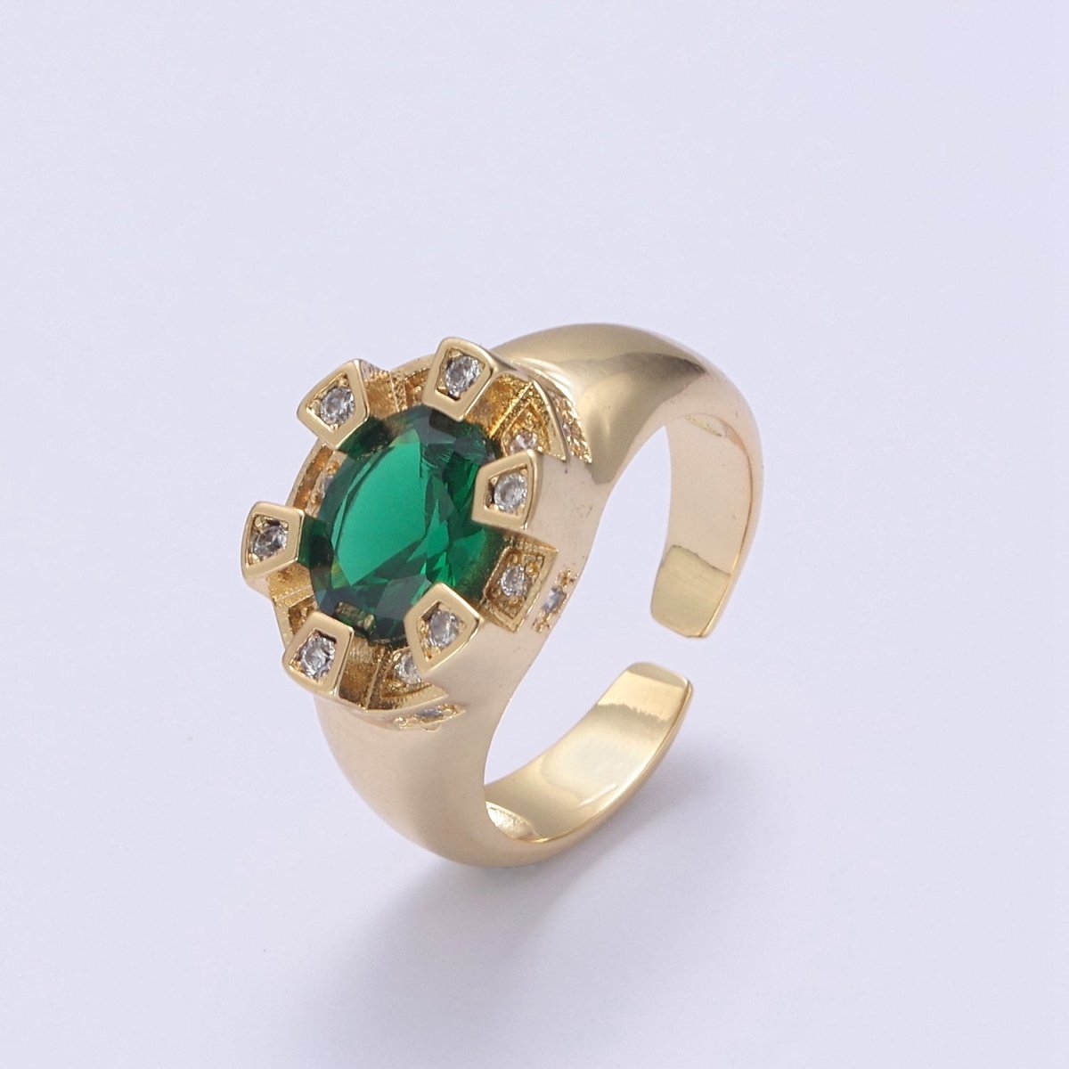 Chunky Dome Sun Ring with Cz Stone Open Adjustable Ring for Statement Jewelry U-374~U-377