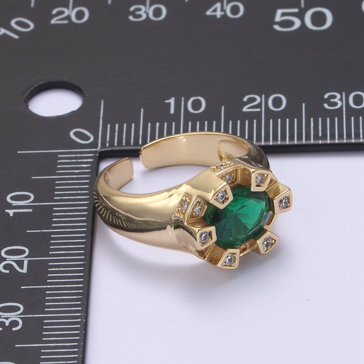 Chunky Dome Sun Ring with Cz Stone Open Adjustable Ring for Statement Jewelry U-374~U-377
