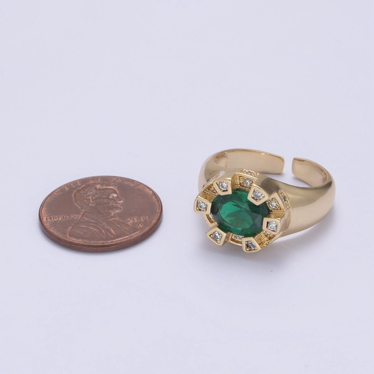 Chunky Dome Sun Ring with Cz Stone Open Adjustable Ring for Statement Jewelry U-374~U-377