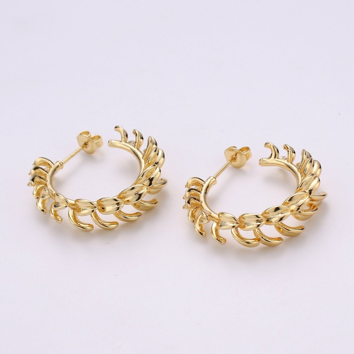 Chunky Feather Hoop Earrings Vermeil Hoops Earrings Feather Earrings Gold Feather Earrings Gift Bird Earrings Protection Earring Jewelry Q-283 - DLUXCA