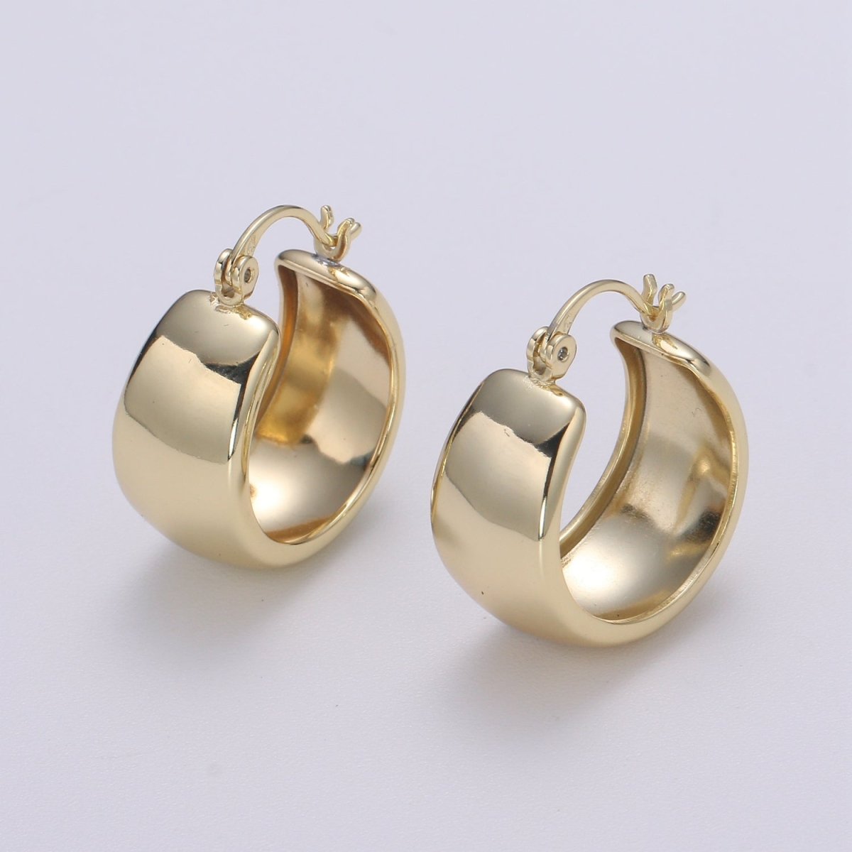 Chunky Gold Earrings, Minimalist Wide Dome Hoop Earrings in 16k Gold Filled Available in Thick Gold Chunky Hoops P-085