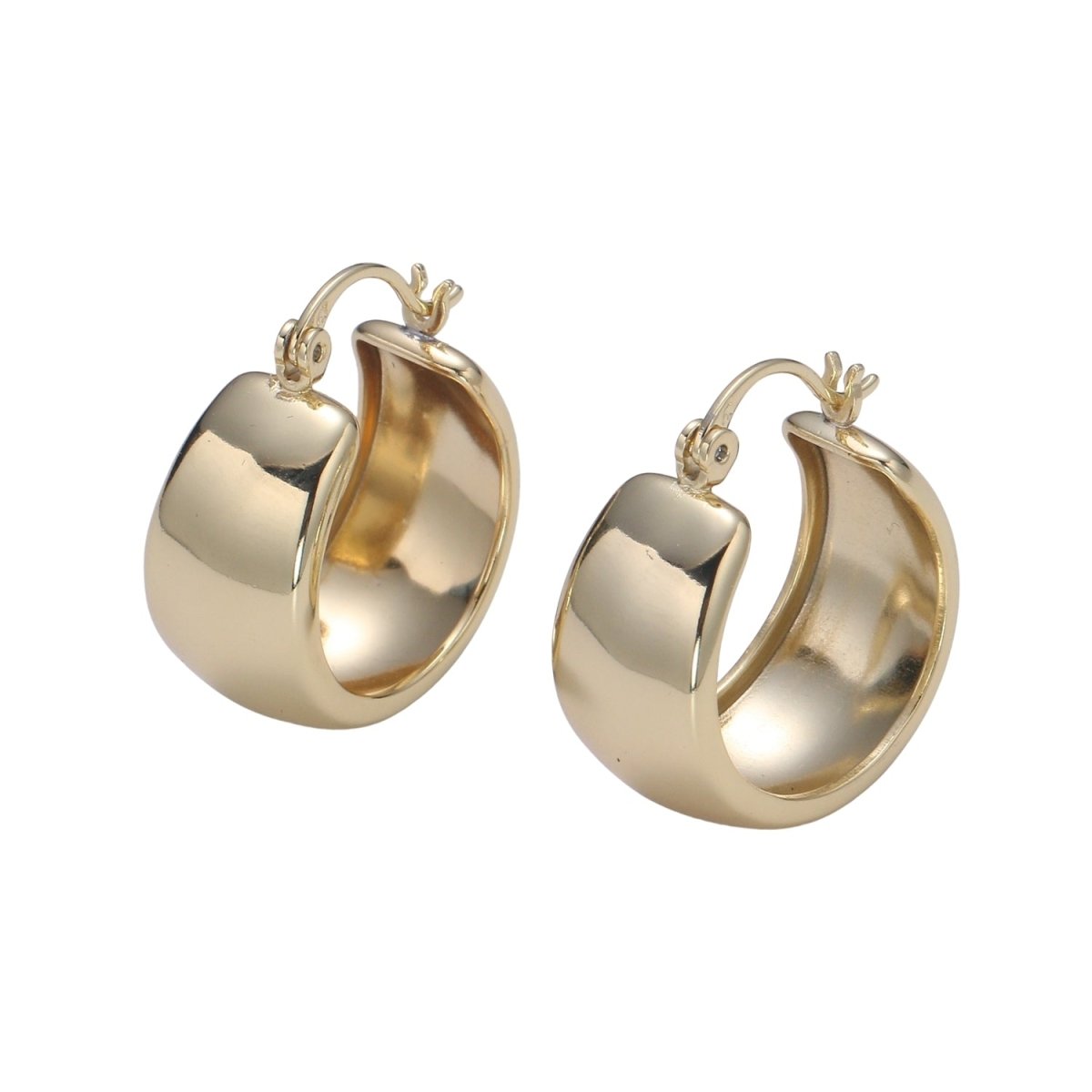 Chunky Gold Earrings, Minimalist Wide Dome Hoop Earrings in 16k Gold Filled Available in Thick Gold Chunky Hoops P-085