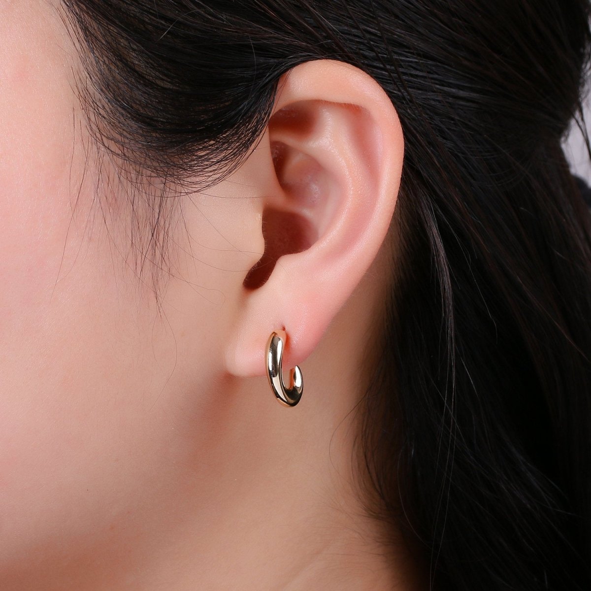 Chunky Gold Filled Hoop Earrings, Fat Hoop Earrings, Chubby Hoop Earrings, Gold Hoop Earrings statement earring | K-433 - DLUXCA