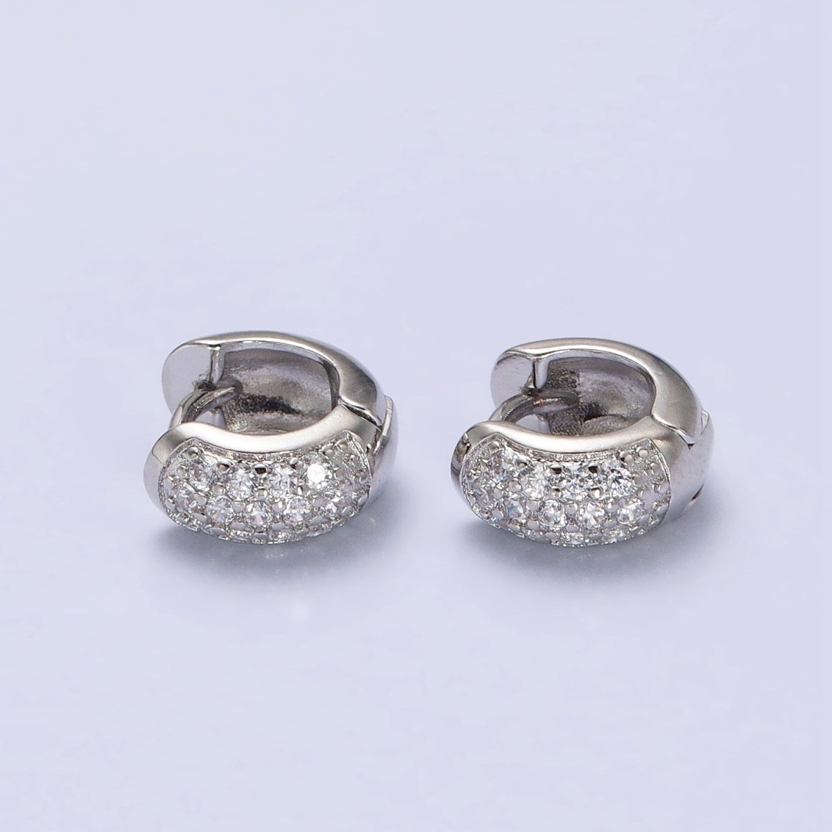 Chunky Gold Huggie Earrings Micro Pave Hoop Earrings, Huggie Hoop Earring in Silver Mini Huggie AB392 AB780