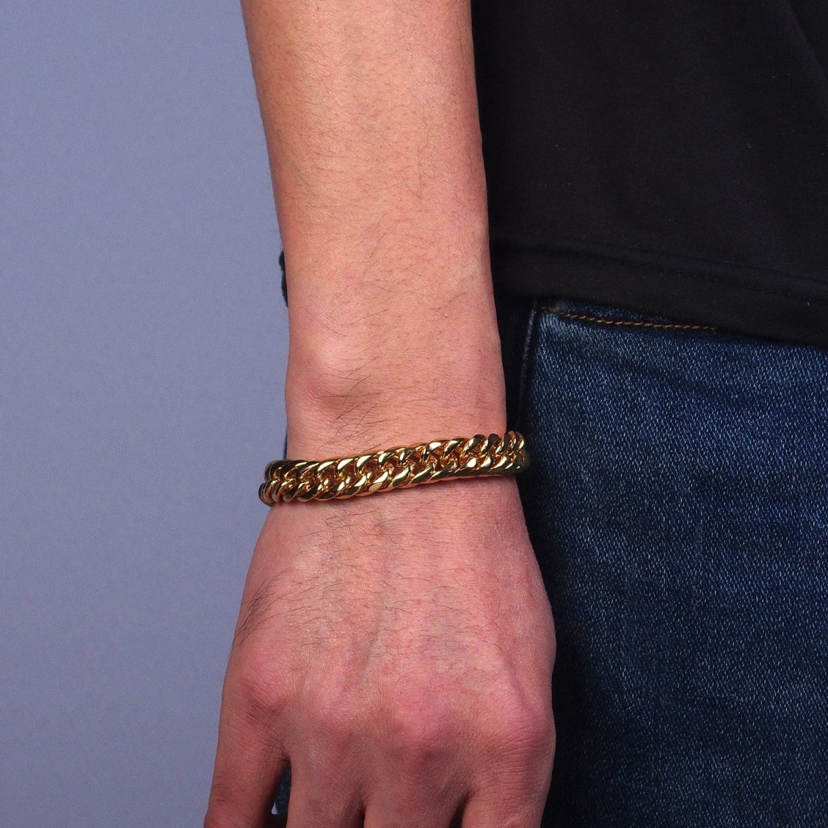 Chunky Gold Miami Cuban Curb Chain Bracelet, 8mm 9mm 11mm Stainless Steel Chain Men Bracelet | WA-1645 WA-1646 WA-1647 Clearance Pricing