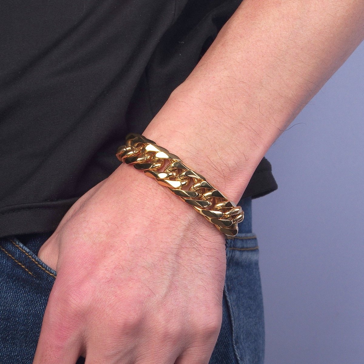 Chunky Gold Miami Cuban Curb Chain Bracelet, 8mm 9mm 11mm Stainless Steel Chain Men Bracelet | WA-1645 WA-1646 WA-1647 Clearance Pricing