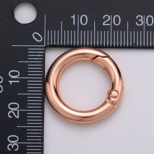 Chunky Gold Spring Gate Ring, Circle Push Gate ring 24mm Round Ring, Charm Holder 24K Gold Filled Clasp for Link Chain Connector L-036~L-038 L041