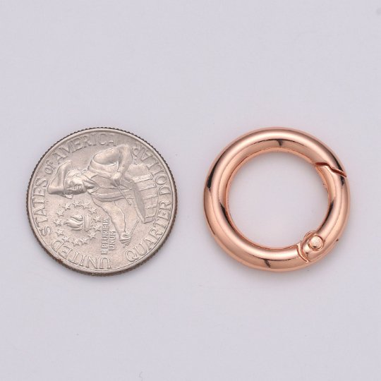 Chunky Gold Spring Gate Ring, Circle Push Gate ring 24mm Round Ring, Charm Holder 24K Gold Filled Clasp for Link Chain Connector L-036~L-038 L041