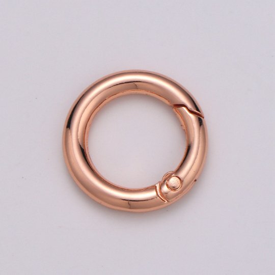 Chunky Gold Spring Gate Ring, Circle Push Gate ring 24mm Round Ring, Charm Holder 24K Gold Filled Clasp for Link Chain Connector L-036~L-038 L041
