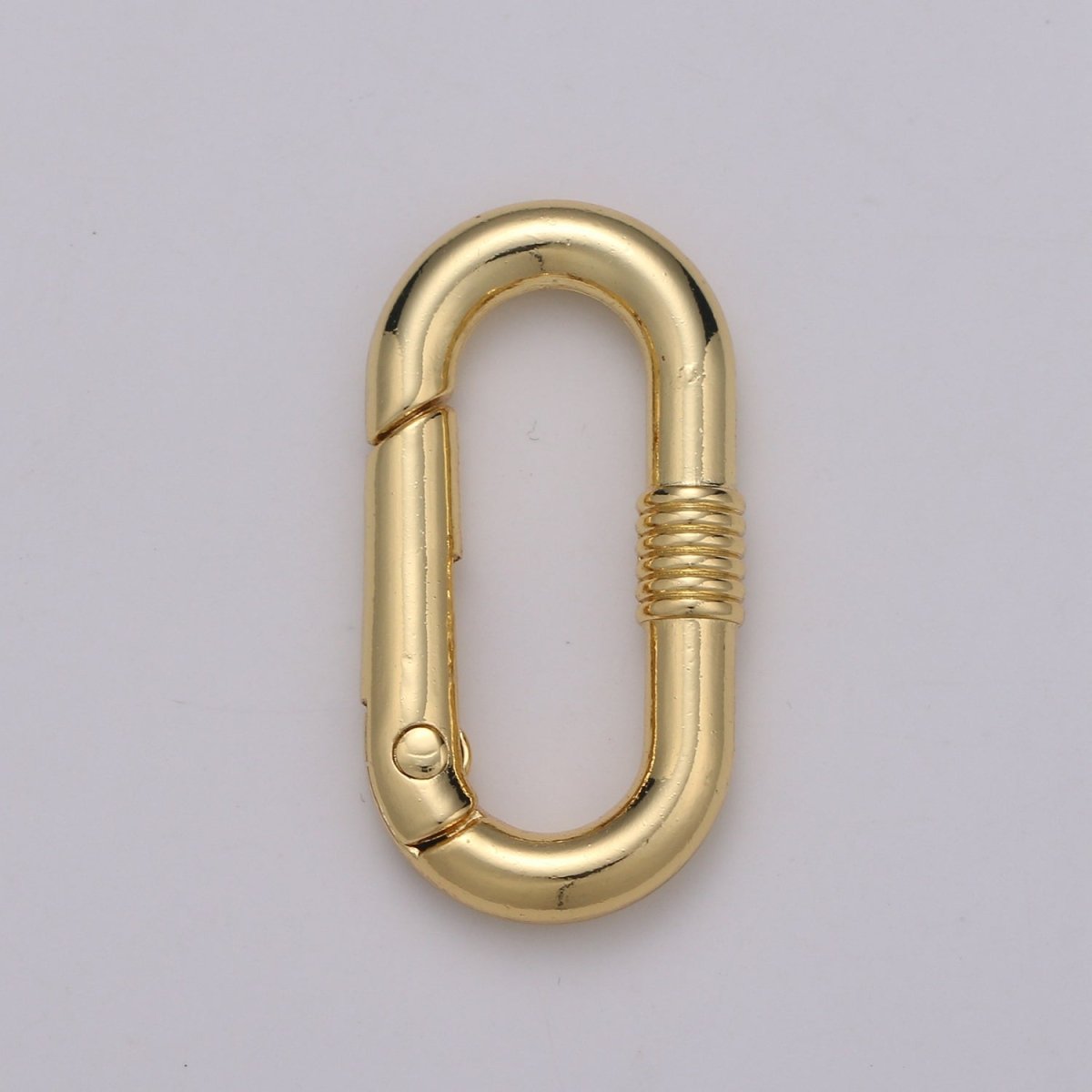 Chunky Gold Spring Gate Ring, Push Gate ring, 17x30mm Oval Ring, Charm Holder 24K Gold Filled Clasp for Link Chain Connector L-024 - L-027
