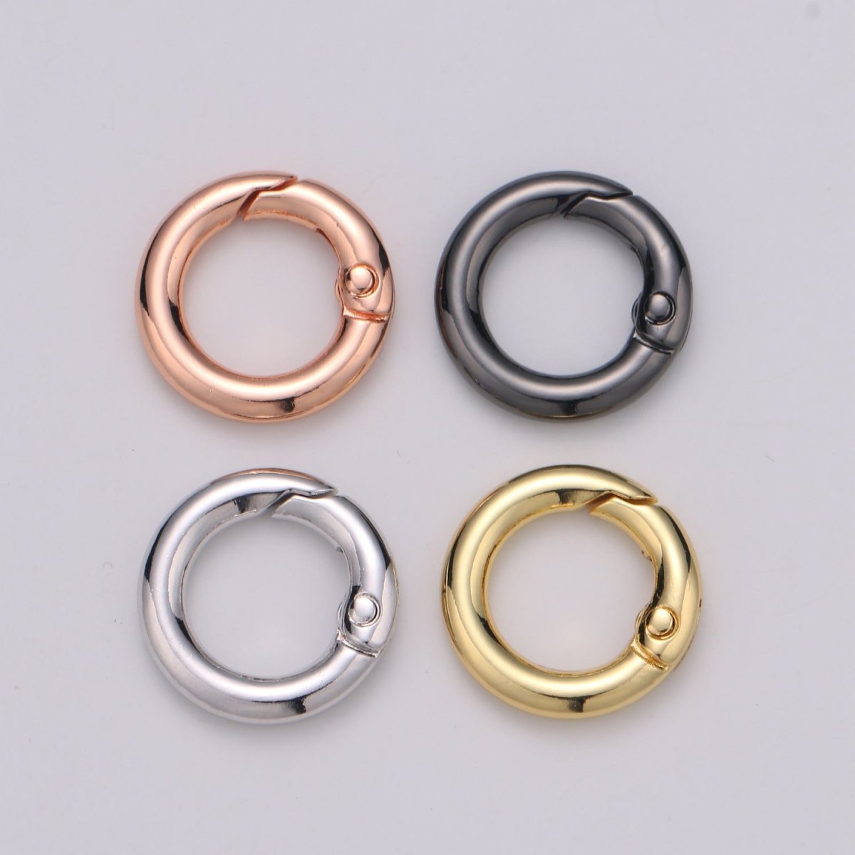 Chunky Gold Spring Gate Ring, Push Gate ring, 20mm Round Ring, Charm Holder 24K Gold Filled Clasp for Link Chain Connector L-032~L035 L084 L085