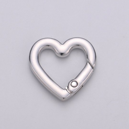 Chunky Gold Spring Gate Ring, Push Gate ring, 22x22mm Heart Clasp Charm Holder 24K Gold Filled Clasp for Link Chain Connector Supp-990 L-054 L-055