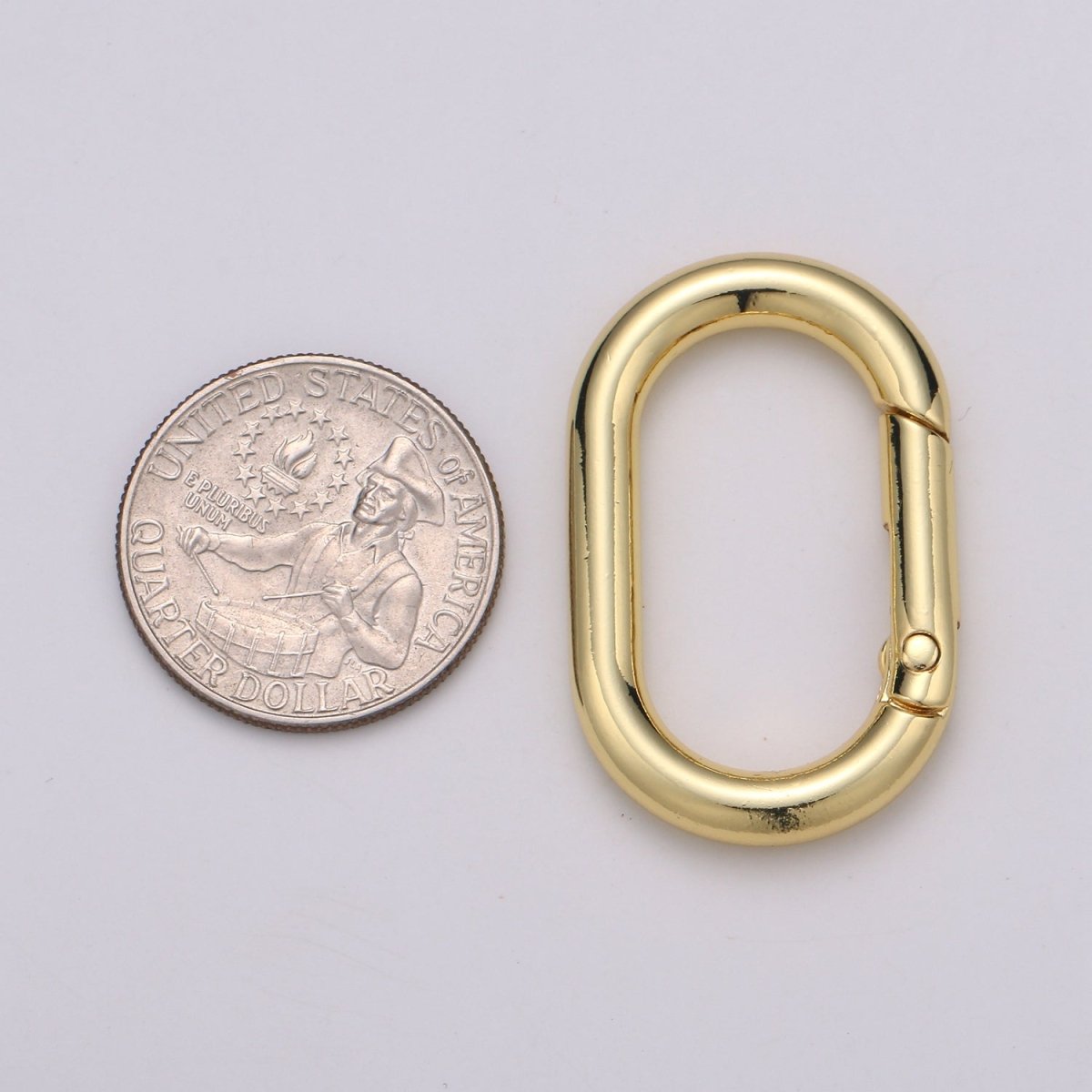 Chunky Gold Spring Gate Ring, Push Gate ring, 24x38mm Oval Ring, Charm Holder 24K Gold Filled Clasp for Link Chain Connector L-044~L-047