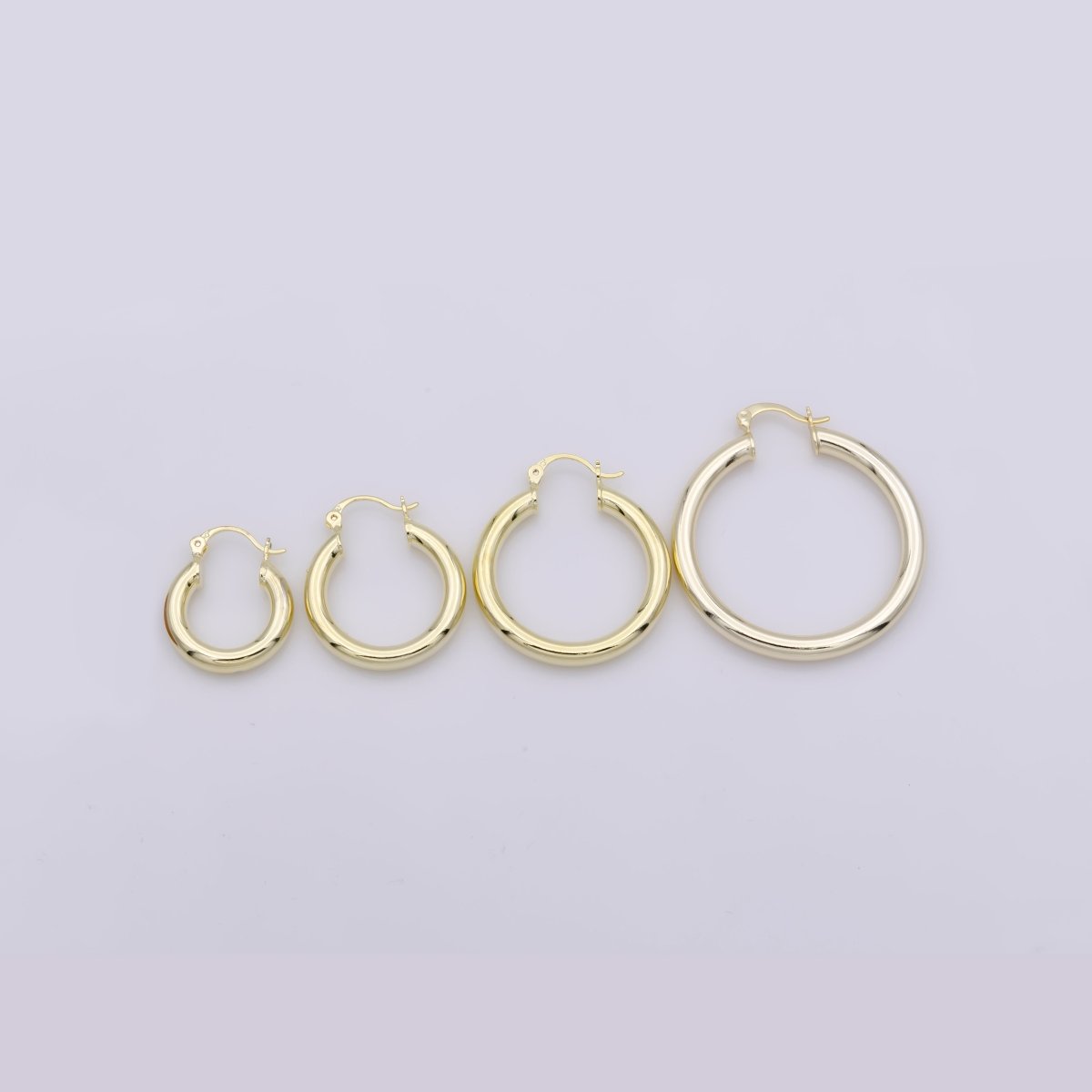 Chunky Lightweight Hoop Earrings - Hollow Light Hoop Earrings - Big Gold Hoops - Simple Everyday Earrings 40mm, 35mm, 30mm, 25mm, 20mm Q-460 - Q-463