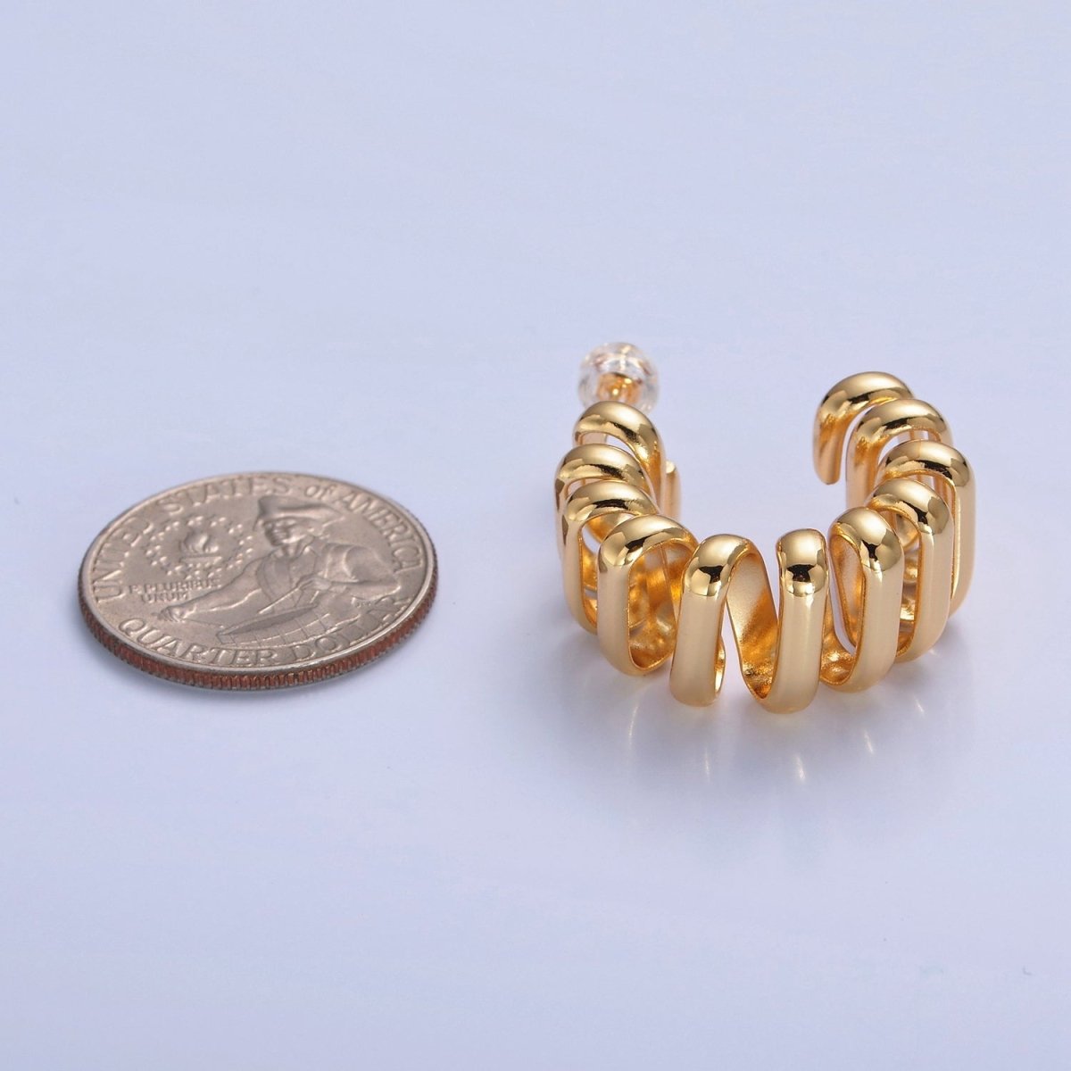 Chunky Modern Unique Hoop Spiral Silver Hoop Earring T-516 T-517