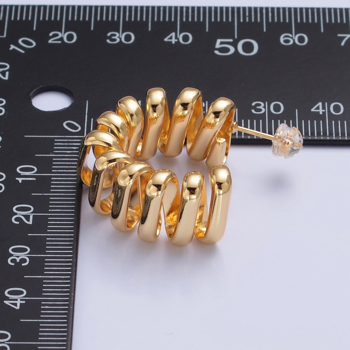 Chunky Modern Unique Hoop Spiral Silver Hoop Earring T-516 T-517