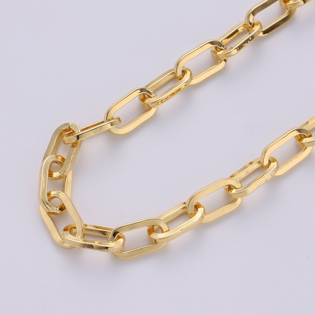 Chunky Paper Clip Oval Chain Necklace, 17X9mm 24K Gold Filled Jumbo Link Paper Clip Chain, 1 Yard Lead, Nickel Free, Unfinished Paper Clip | ROLL-242 Clearance Pricing - DLUXCA