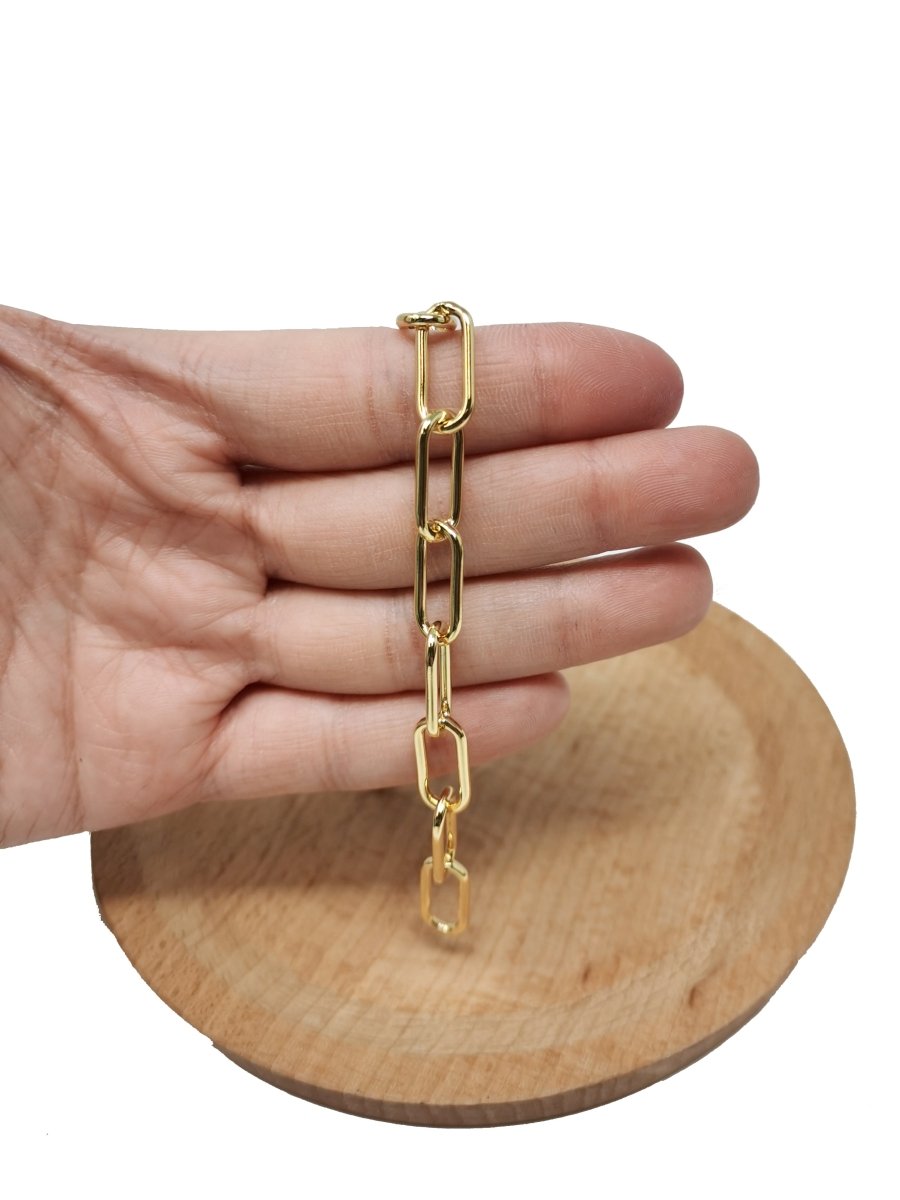 Chunky Paperclip Chain Necklace 17.4X7.3mm, 24K Gold Filled Jumbo Link PAPER CLIP 1 Yard Lead Nickel Free, Unfinished Link Chain | ROLL - 186 ROLL - 073 - DLUXCA