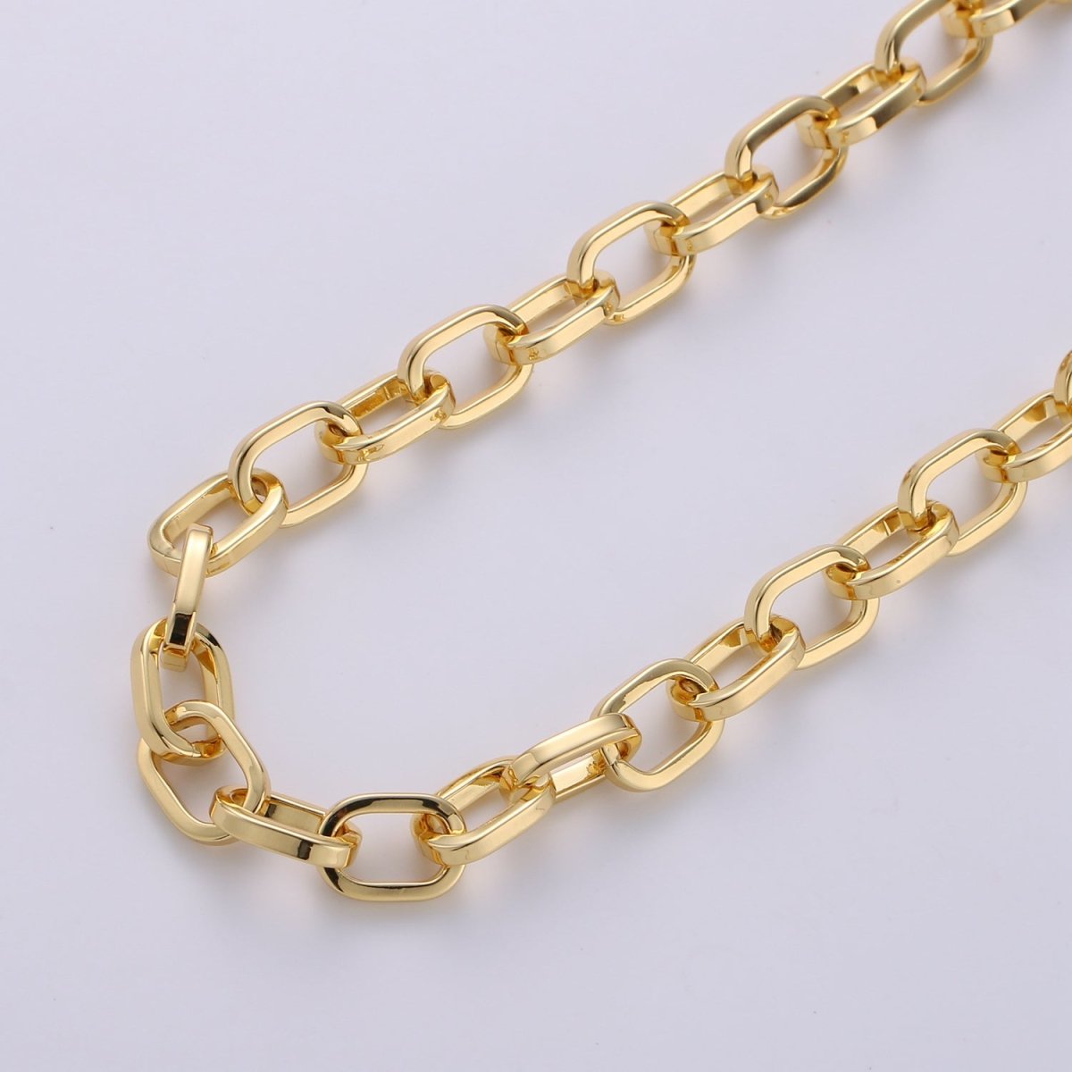 Chunky Rolo Paper Clip Oval Chain Necklace, 11X7mm 24K Gold Filled Jumbo Rolo Unfinished Chain | ROLL-243