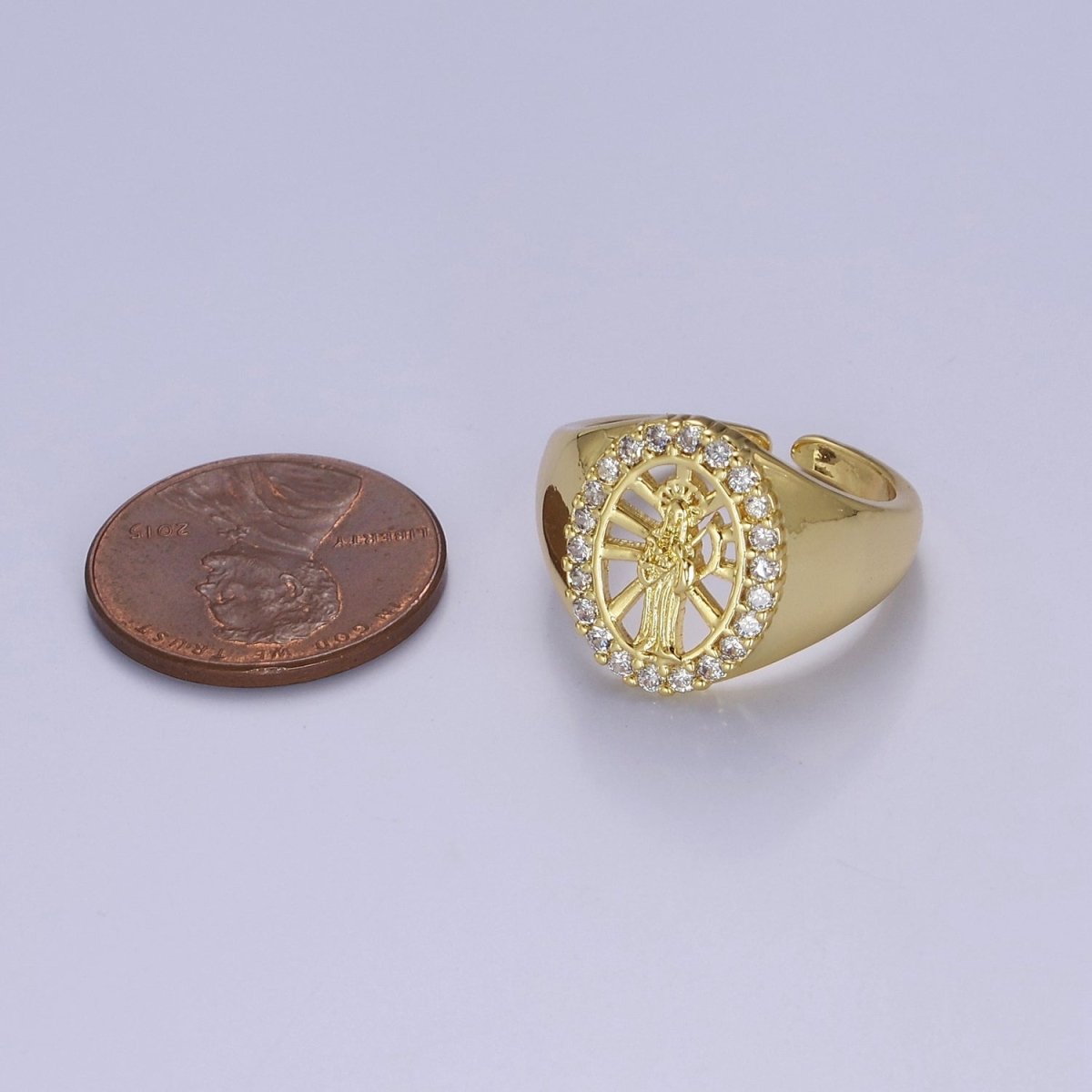 Chunky Signet Gold Rings Santa Muerte Angel of Death Ring Grim Reaper O-2165