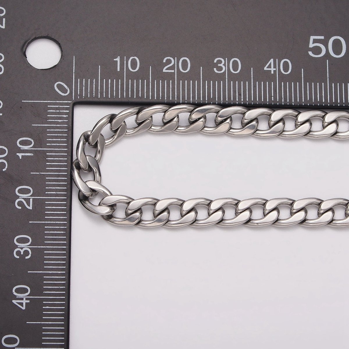 Chunky Silver Miami Cuban Curb Chain by Yard Soldered Closed 8.4mm links | ROLL-1491 - DLUXCA