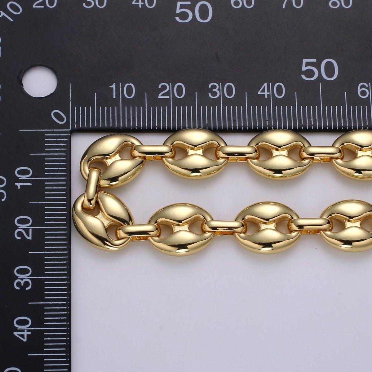 OS Chunky Silver Necklace Anchor Link Chain by Yard 10.5mmx13.6mm for Necklace Bracelet Component Unfinished Chain for DIY Jewelry Supply, 24K Gold Filled, White Gold Filled | ROLL-466, ROLL-467 Clearance Pricing