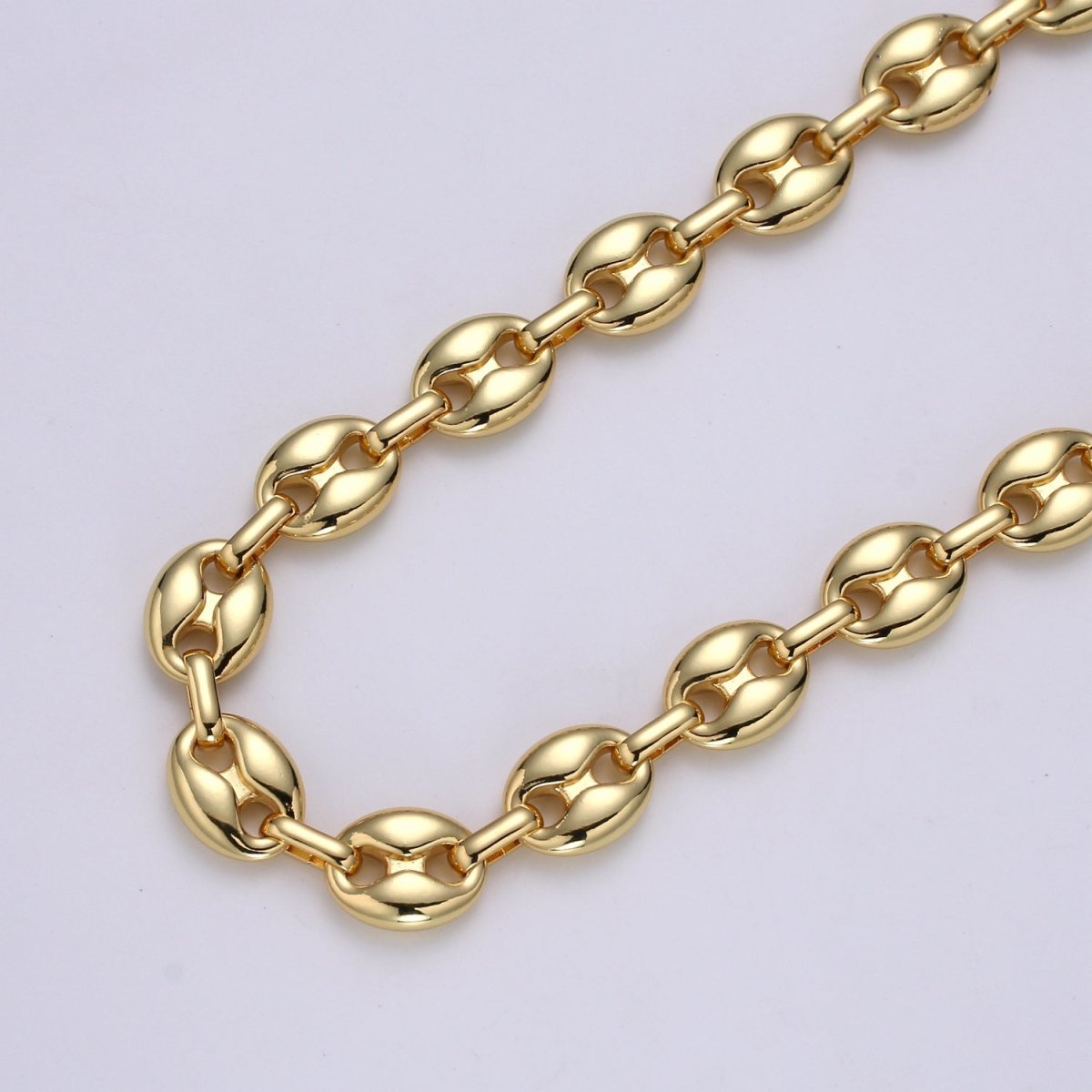 OS Chunky Silver Necklace Anchor Link Chain by Yard 10.5mmx13.6mm for Necklace Bracelet Component Unfinished Chain for DIY Jewelry Supply, 24K Gold Filled, White Gold Filled | ROLL-466, ROLL-467 Clearance Pricing