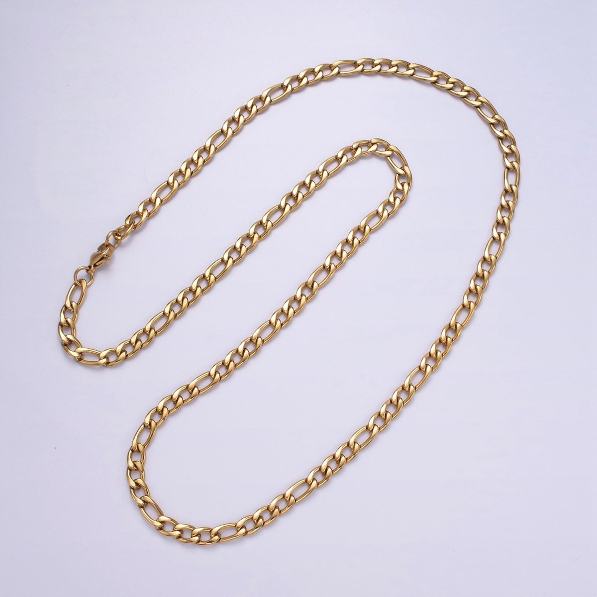 Chunky Stainless Steel 5mm Figaro 20 Inch, 22 Inch, 24 Inch Layering Chain Necklace | WA-2312 - WA-2314 Clearance Pricing