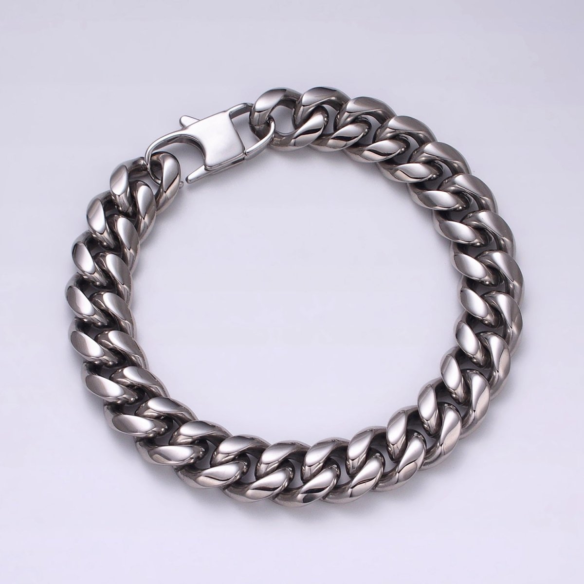 Chunky Stainless Steel Miami Cuban Curb Chain Bracelet 10mm 12mm 14mm Silver Chain Men Bracelet | WA-1648 WA-1649  Clearance Pricing