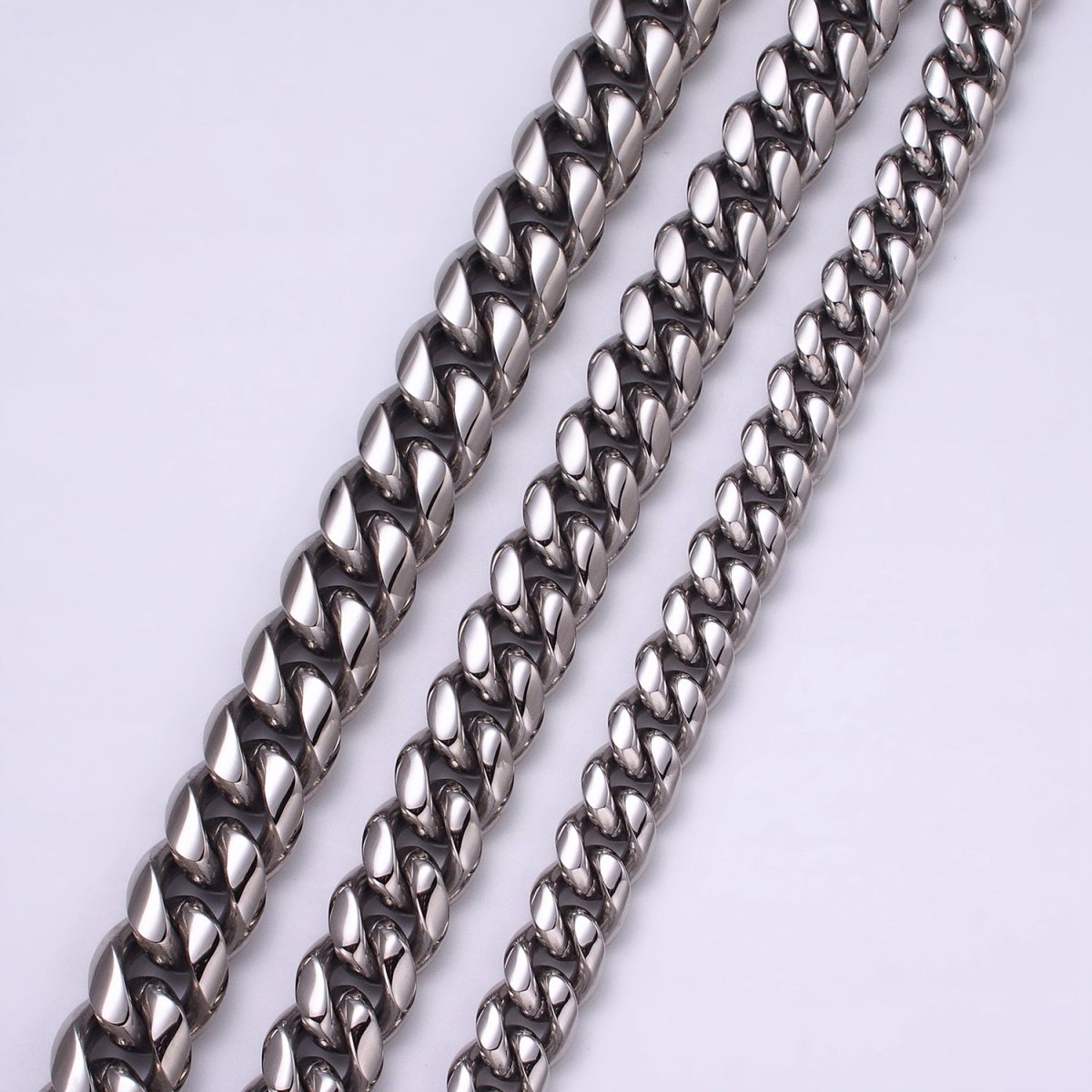 Chunky Stainless Steel Miami Cuban Curb Chain Bracelet 10mm 12mm 14mm Silver Chain Men Bracelet | WA-1648 WA-1649  Clearance Pricing
